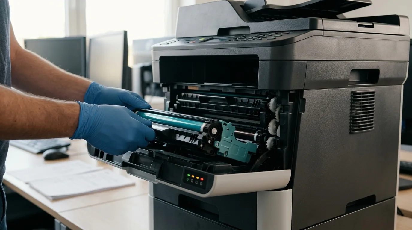 Nieuwe beeldtrommel in laserprinter plaatsen