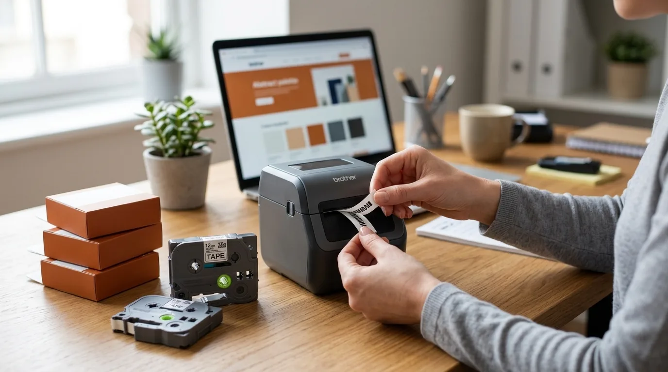 Label uit Brother labelprinter met TZe cassettes
