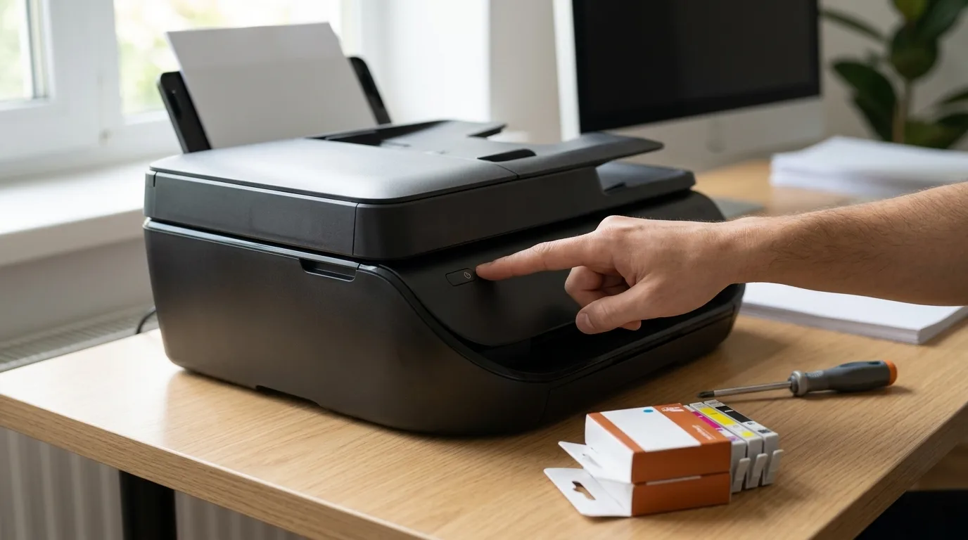 Printertouchscreen met onderhoudsmenu geselecteerd