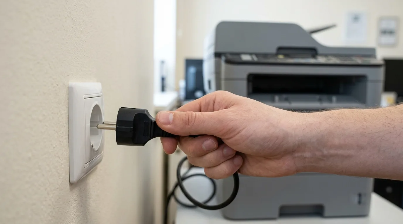 Stekker uit stopcontact van uitgeschakelde printer