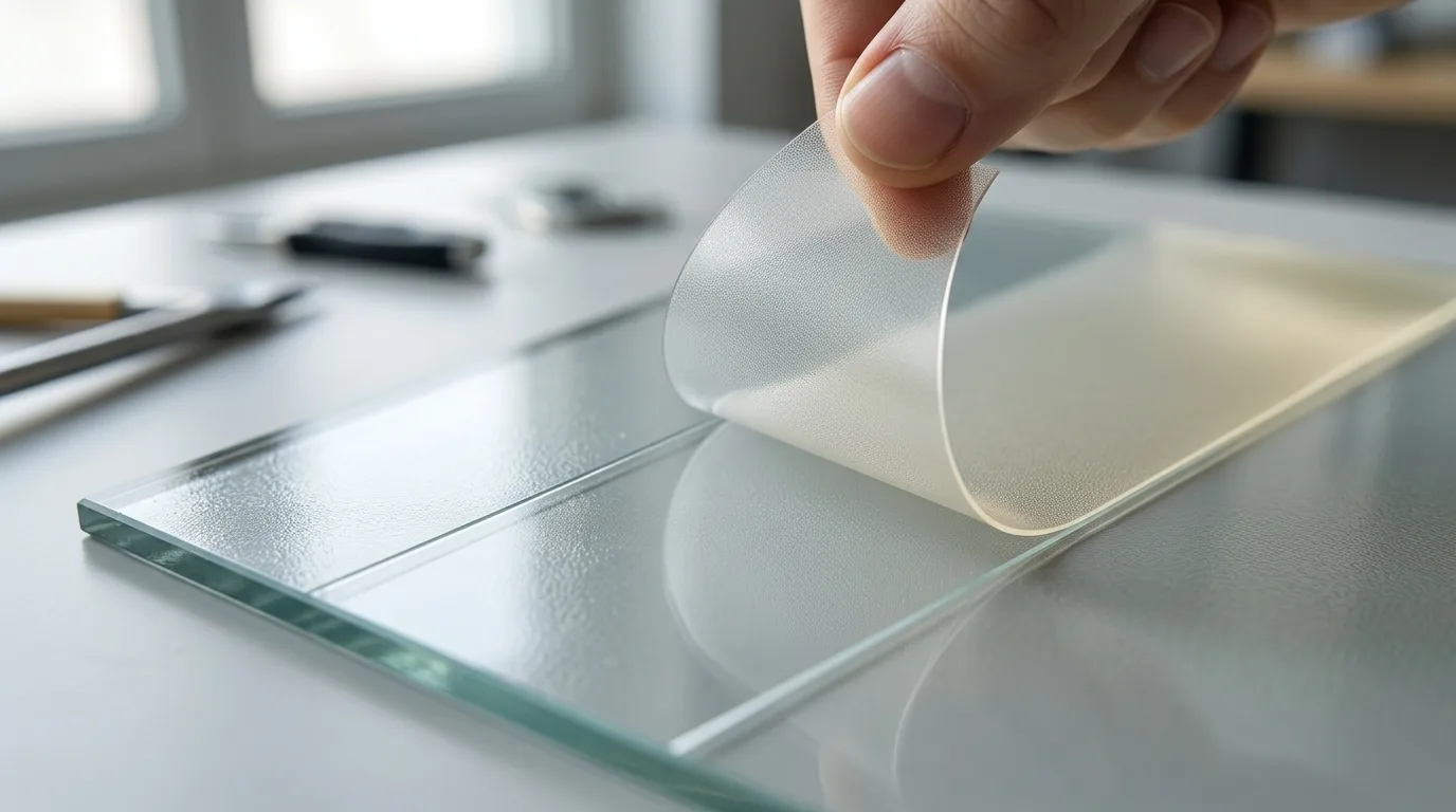 Verwijderbare lijmlaag laat schoon los van glas